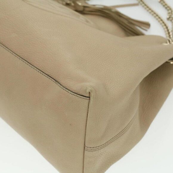 GUCCI Chain Soho Shoulder Bag Leather Beige - Picture 10 of 15
